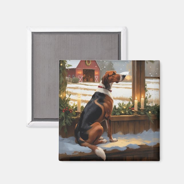 Amerikansk engelsk rävhund julbelysning semester magnet (Front/Back)
