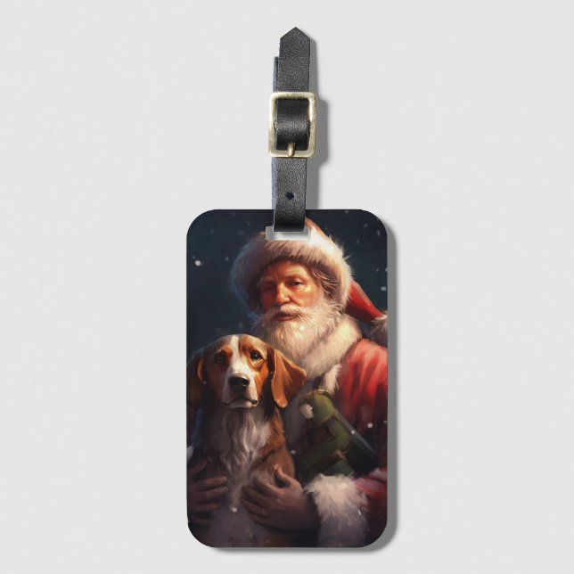 Amerikansk engelsk rävhund jultomte jul bagagebricka (Framsida vertikal)