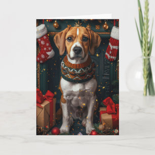 Amerikansk engelsk rävhund med julklappar  kort
