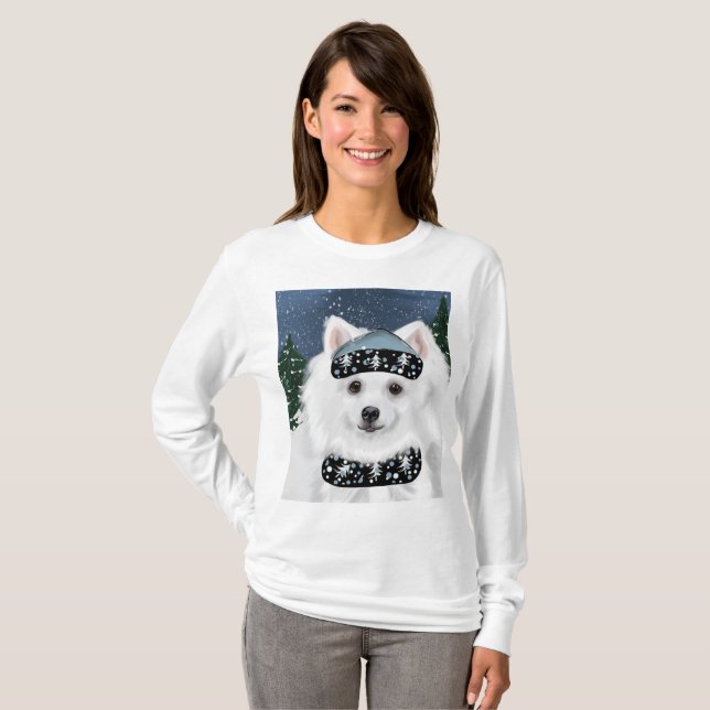 Amerikansk Eskimå Hund  T Shirt (Hel framsida)