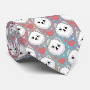 Amerikansk Eskimåhund Valentine Hearts Mönster Söt Slips