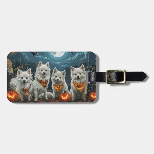 Amerikansk Eskimo Halloween Kuslig Bagagebricka (Horisontell Framsida)