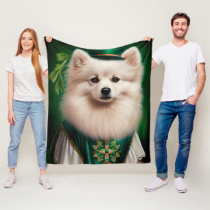 Amerikansk eskimo hund i St. Patrick's Day dräkt Fleecefilt