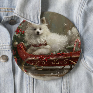 Amerikansk eskimo hund jul festlig knapp