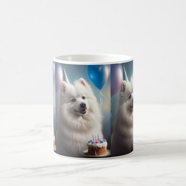Amerikansk eskimo-hund med ballonger kaffemugg (Center)