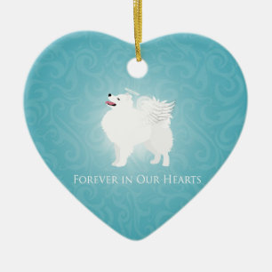 Amerikansk eskimo Hund Pet Loss Sympathy Design Julgransprydnad Keramik