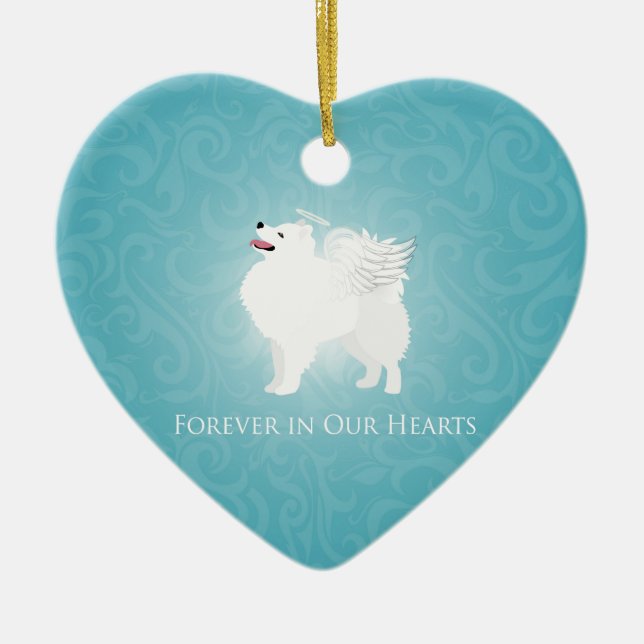 Amerikansk eskimo Hund Pet Loss Sympathy Design Julgransprydnad Keramik (Framsidan)