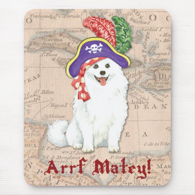 Amerikansk eskimo Hund Pirat Mouse Pad Musmatta (Framsidan)
