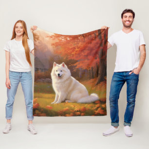 Amerikansk eskimo i höstlöv fall inspirerad fleecefilt