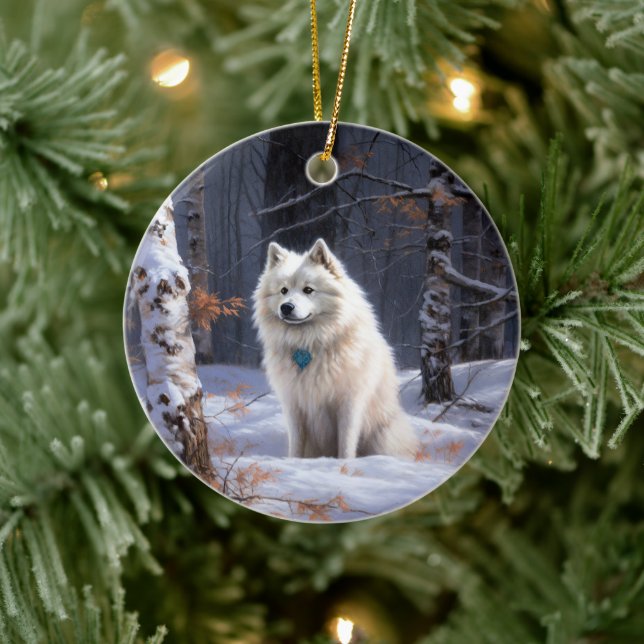 Amerikansk Eskimo Låt Det Snöa Jul Julgransprydnad Keramik (Träd)