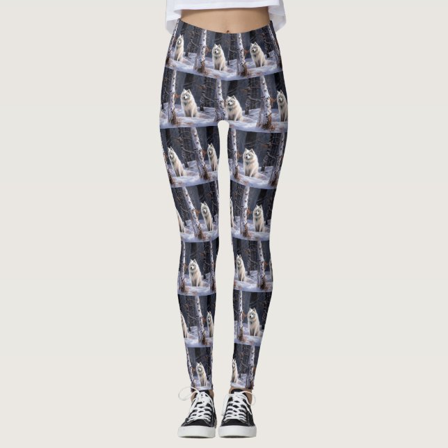 Amerikansk Eskimo Låt Det Snöa Jul Leggings (Framsida)