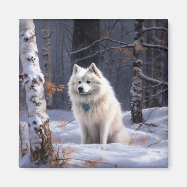 Amerikansk Eskimo Låt Det Snöa Jul Magnet (Framsidan)