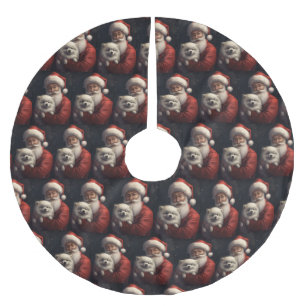 Amerikansk eskimo med Jultomten julafton Julgransmatta Borstad Polyester