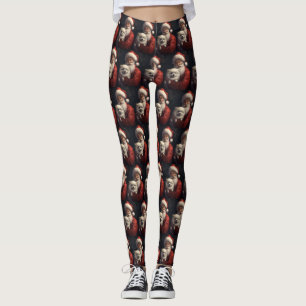 Amerikansk eskimo med Jultomten julafton Leggings