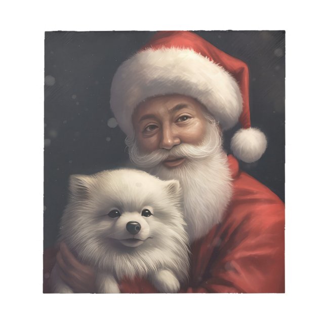 Amerikansk Eskimo med Tomte Jul Anteckningsblock (Framsida)