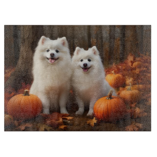 Amerikansk eskimo Puppy Autumn Delight Pumpkin (Framsidan)
