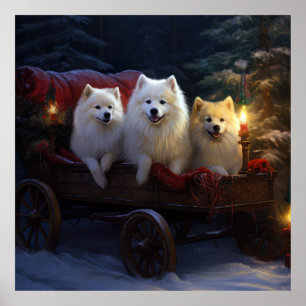 Amerikansk Eskimo Snöig släde juldekoration Poster