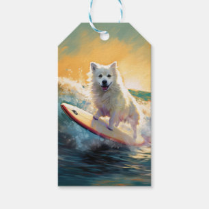 Amerikansk Eskimo Strand Surfing Målning Presentetikett