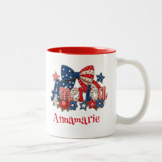 Amerikansk Falsk Quilt Blommig Patriotisk Design M Två-Tonad Mugg