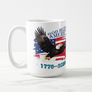 Amerikansk fet örn Gud välsigne Amerika 250 år Kaffemugg
