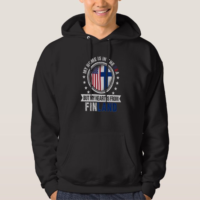 Amerikansk finsk Flagga Heart från Finland Hoodie (Framsida)