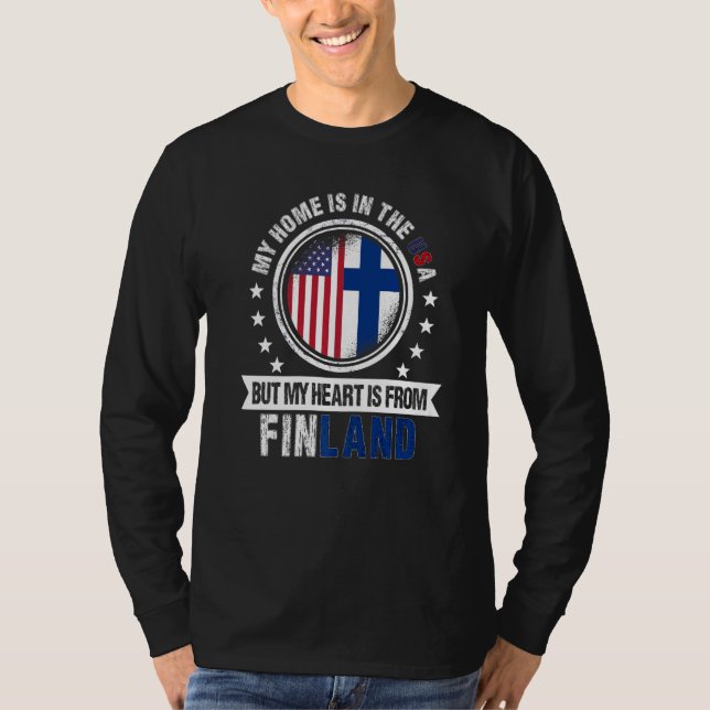 Amerikansk finsk Flagga Heart från Finland T Shirt (Framsida)
