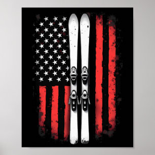 Amerikansk flagg Alpin skidåkning skidåkare _1 Poster