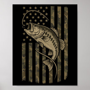 Amerikansk flagg B Fiske Kamouflage Patriotisk Fis Poster