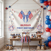 Amerikansk flagg-båg-flicka födelsedag