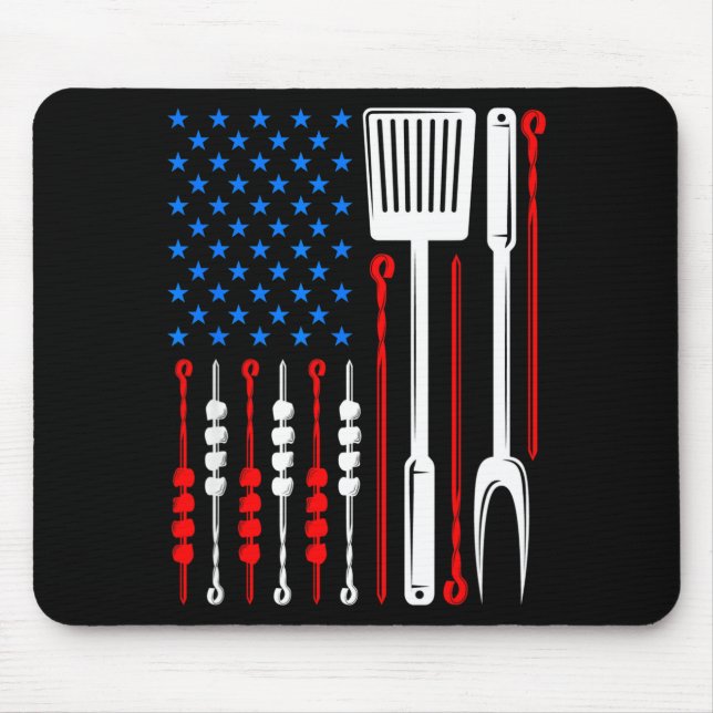 Amerikansk flagg barbecue son far make fadersdag musmatta (Framsidan)