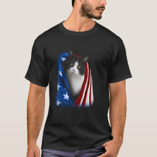 Amerikansk flagg betäckt smokingkatter kattunge 4 t shirt