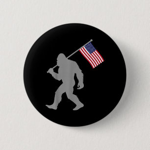 Amerikansk flagg Bigfoot Röd Vit Blå Patriotisk 4 Knapp