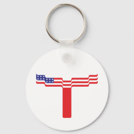 Amerikansk flagg bokstav T monogram Nyckelring