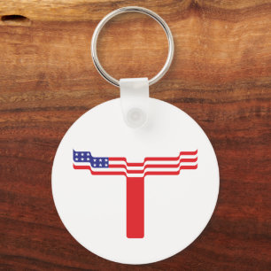 Amerikansk flagg bokstav T monogram Nyckelring