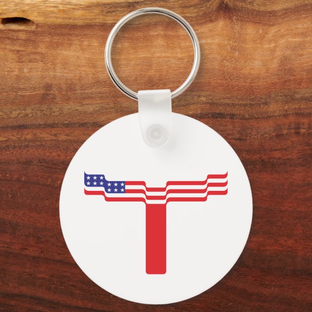 Amerikansk flagg bokstav T monogram Nyckelring (Framsida)