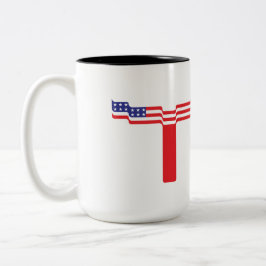 Amerikansk flagg bokstav T monogram Två-Tonad Mugg