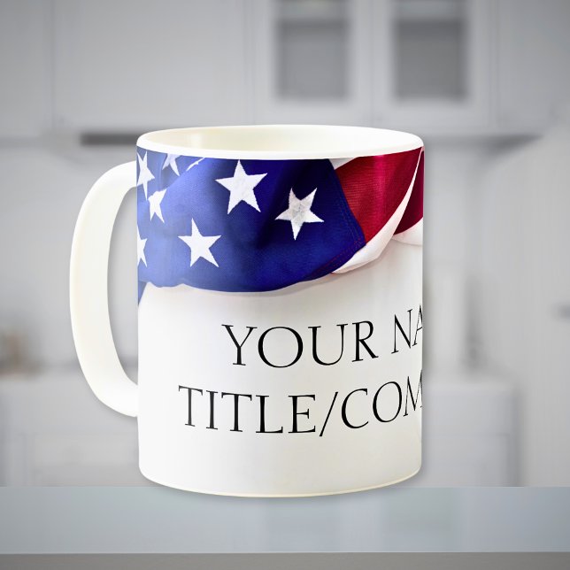 Amerikansk flagg bolagsnamn  kaffemugg (American Flag Company Name Coffee Mug)