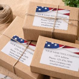 Amerikansk flagg bolagsnamn  rektangulärt klistermärke