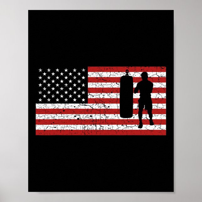 Amerikansk flagg boxning boxning present män kvinn poster (Framsidan)