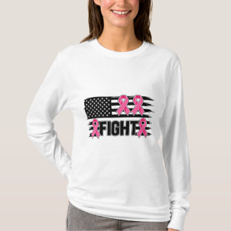 Amerikansk flagg Bröstcancer Medvetenhet Bekämpa R T Shirt