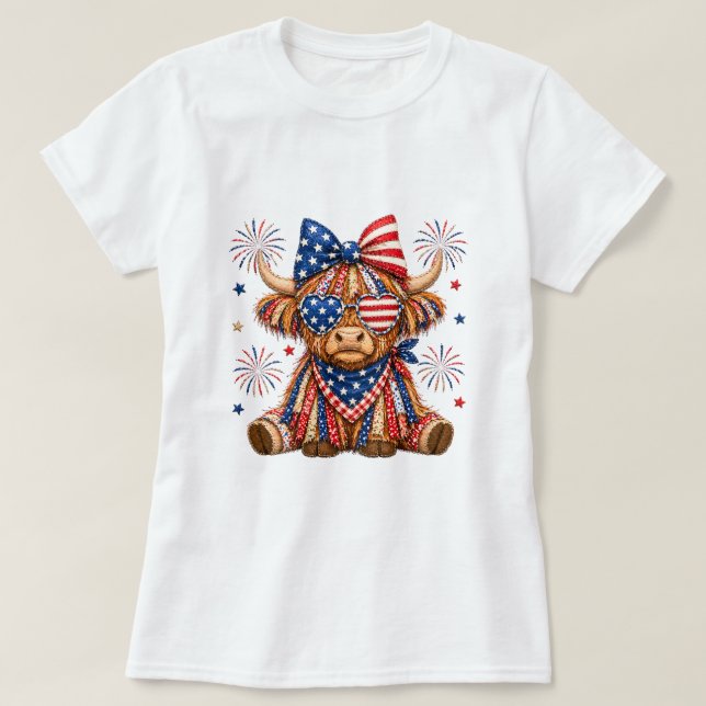 Amerikansk flagg Bull Damtröja T Shirt (Design framsida)