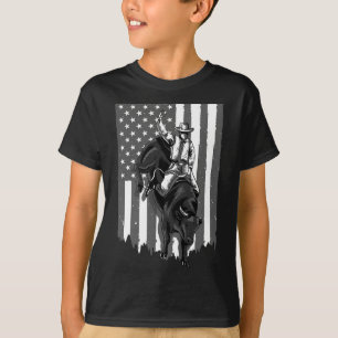 Amerikansk flagg Bull Riding Cowboy 4 juli Patriot T Shirt
