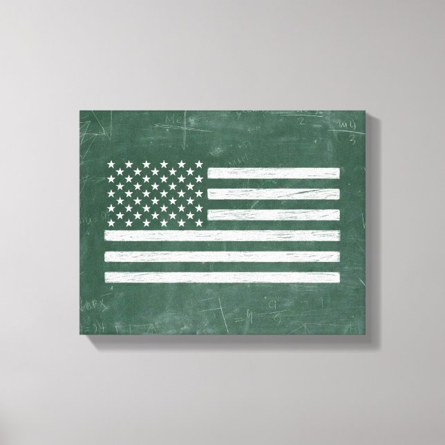 Amerikansk flagg Chalkboard Art (Ritning nr 1) Canvastryck (Framsida)