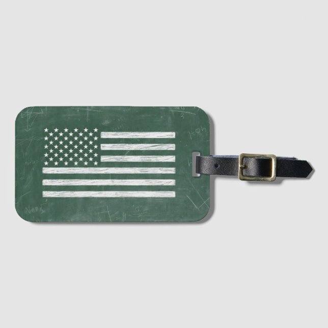 Amerikansk flagg Chalkboard Art (Teckning nr 1) Bagagebricka (Framsida horisontal)