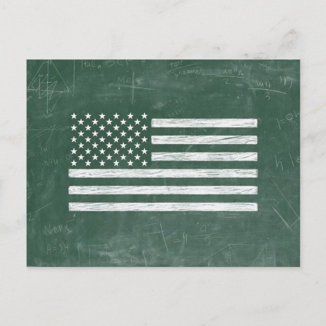 Amerikansk flagg Chalkboard Art (Teckning nr 1) Vykort (Framsida)