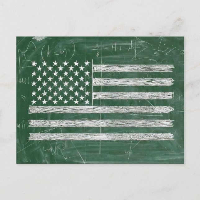 Amerikansk flagg Chalkboard Art (Teckning nr 3) Vykort (Framsida)