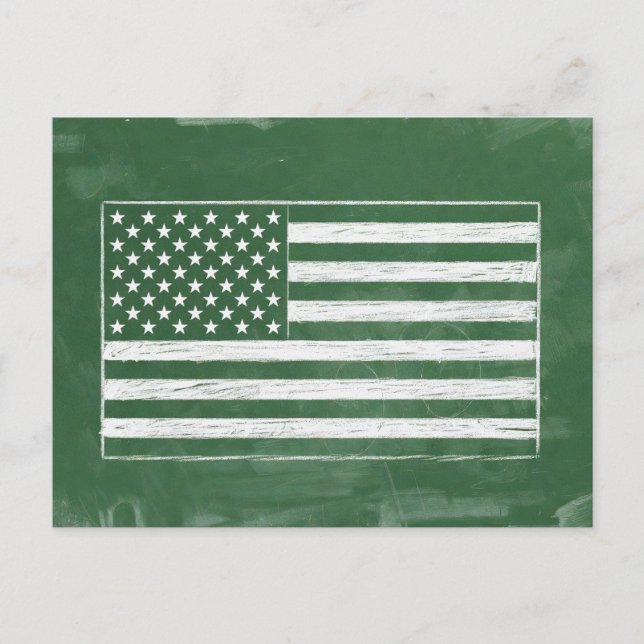 Amerikansk flagg Chalkboard Art (Teckning nr 4) Vykort (Framsida)