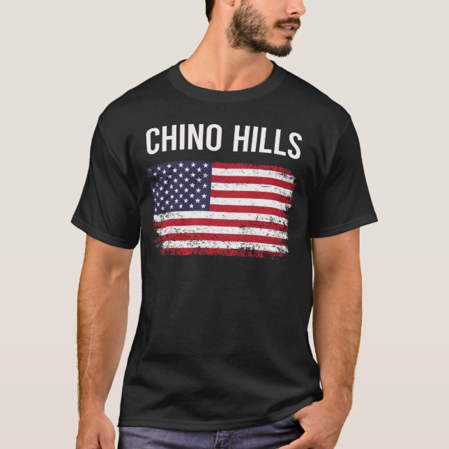 Amerikansk flagg Chino Hills T Shirt (Framsida)