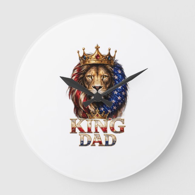 Amerikansk flagg Dad Lion  Stor Klocka (Framsida)
