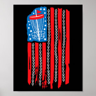 Amerikansk flagg Disc Golf Bysket kedja 4 juli M Poster